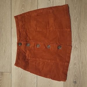 Chloe & Katie Corduroy A Line Button Front Brown Mini Skirt W/ Pockets Sz M